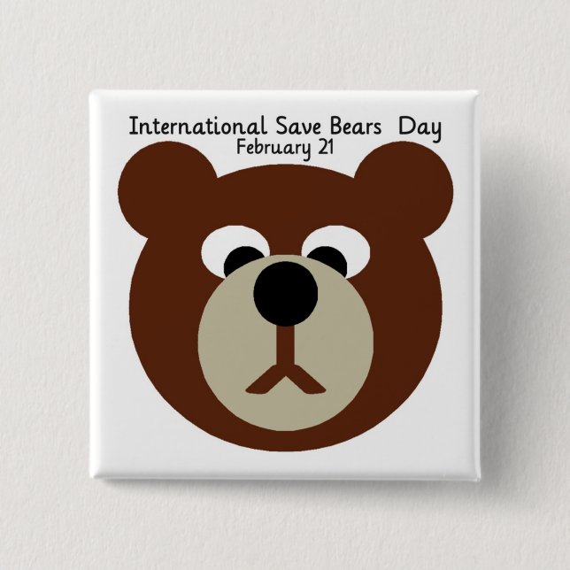 ISBD BROWN BEAR 2 INCH SQUARE BUTTON (Front)