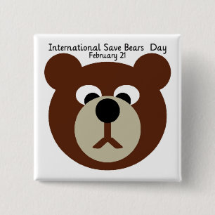 ISBD BROWN BEAR 2 INCH SQUARE BUTTON