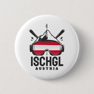Ischgl Austria Ski Resort Retro Skiing  2 Inch Round Button