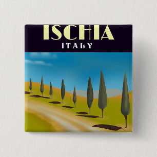 Ischia Italy travel poster 2 Inch Square Button