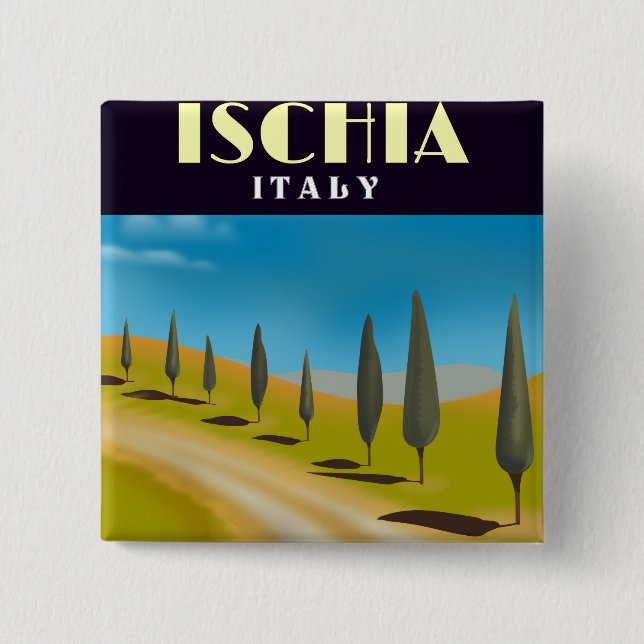 Ischia Italy travel poster 2 Inch Square Button (Front)