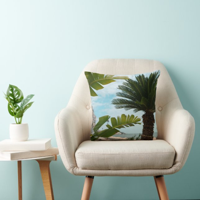 Ischia Ponte Oceanfront Palm Serenity 1 Throw Pillow (Chair)