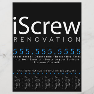 iScrew. Carpenter Contractor Builder Tearsheet Flyer