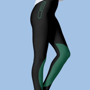 ISD Green Black Sportswear Fitness Retro Leggings