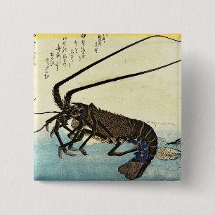 Iseebi & Ebi - Crawfish (Spiny Lobster) and Shrimp 2 Inch Square Button
