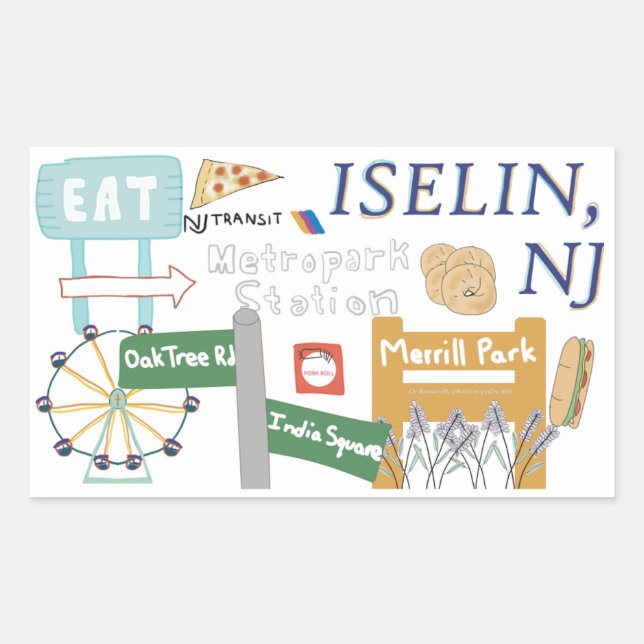 Iselin, Autocollant NJ Doodle (Devant)
