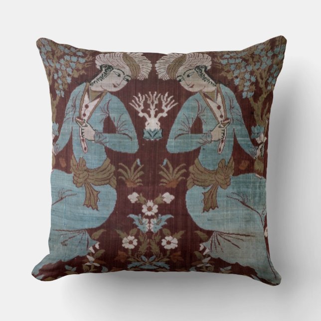 Isfahan style panel, Persian, 17th century (silk) Throw Pillow (Front)