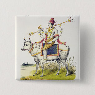 Ishana or Shiva, engraved by C. de Motte (1785-183 2 Inch Square Button