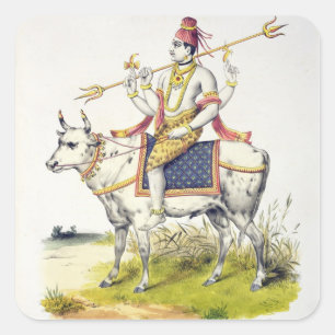 Ishana or Shiva, engraved by C. de Motte (1785-183 Square Sticker