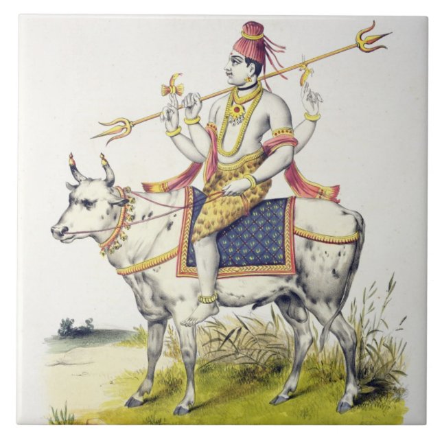 Ishana or Shiva, engraved by C. de Motte (1785-183 Tile (Front)
