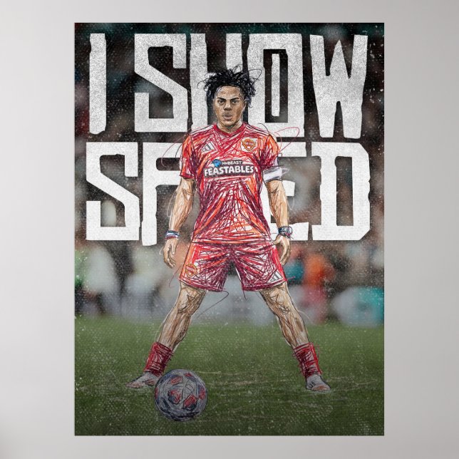 ishowspeed Inspired Football Illustration Poster (Front)