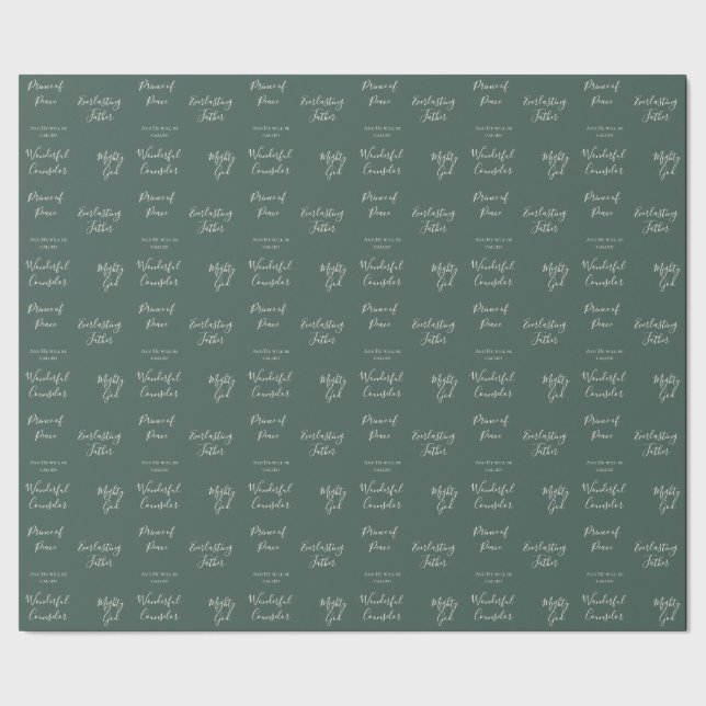Isiah 9:6 | Custom Bible Verse Pine Sage Christmas Wrapping Paper (Seam)