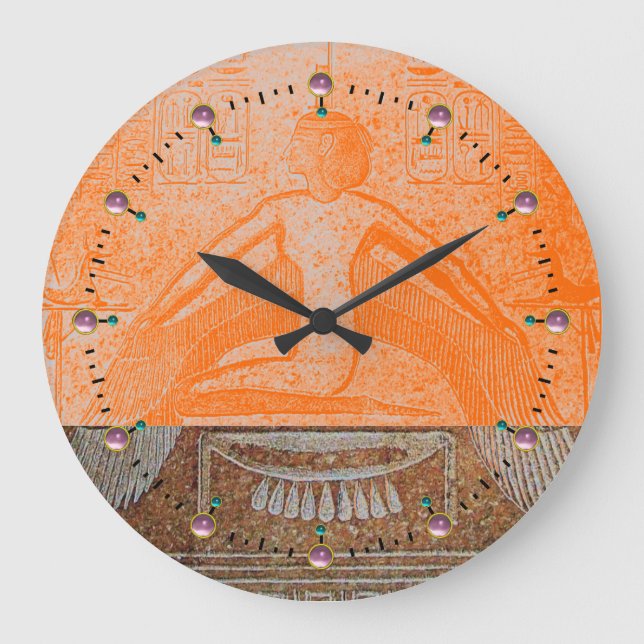 ISIS, Antique Brown Orange Sepia Large Clock (Front)