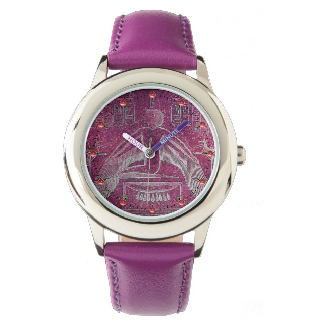 ISIS, Antique Egyptian Goddess  Purple White Watch (Front)