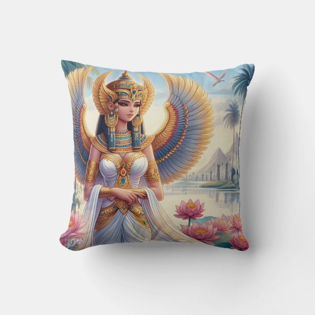 Isis: Goddess of the Nile Throw Pillow (Front)