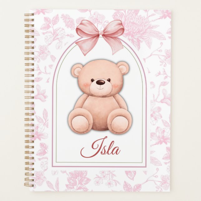 Isla | Custom Pink Teddy Bear Nursery Design  Planner (Front)