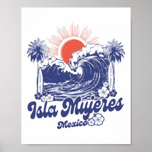 Isla Mujeres Mexico 2025 Vacation Surfing Vintage Poster