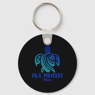 Isla Mujeres Mexico Sea Turtle Tie Dye Hibiscus Va Keychain