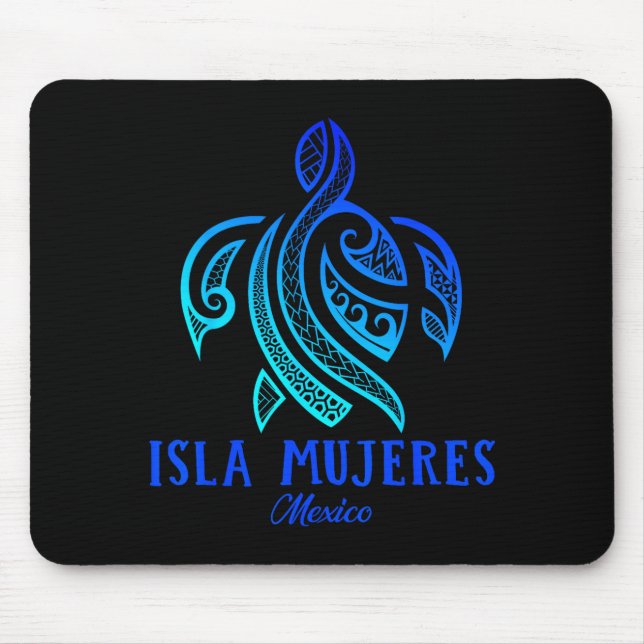 Isla Mujeres Mexico Sea Turtle Tie Dye Hibiscus Va Mouse Pad (Front)