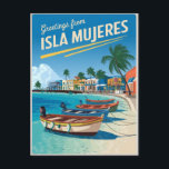 Isla Mujeres Mexico vintage Postcard<br><div class="desc">Celebrate the tropical beauty of Isla Mujeres,  Mexico,  with this vintage-style postcard. Featuring its turquoise waters,  pristine beaches,  and laid-back island charm,  this design captures the essence of paradise. Perfect for collectors,  travelers,  or as a thoughtful gift,  this postcard showcases the timeless allure of Isla Mujeres.</div>