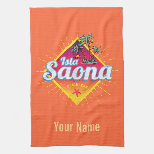 Isla Saona Caribbean Dominican Republic Retro Kitchen Towel (Vertical)