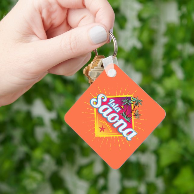 Isla Saona Caribbean Dominican Republic Retro Lugg Keychain (Hand)