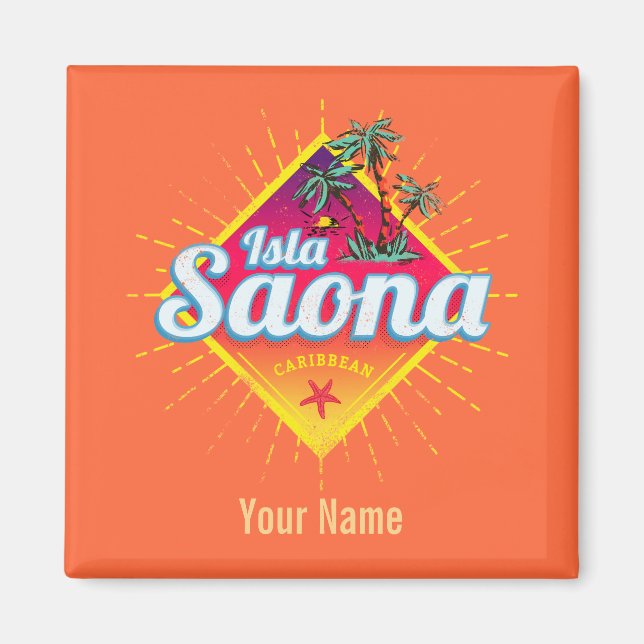 Isla Saona Caribbean Dominican Republic Retro Lugg Magnet (Front)