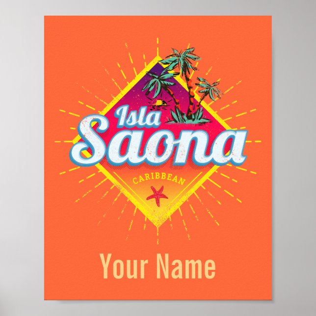 Isla Saona Caribbean Dominican Republic Retro Poster (Front)