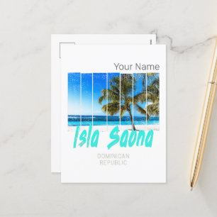 Isla Saona Dominican Republic Beach Vintage Design Holiday Postcard