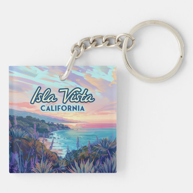 Isla Vista California Santa Barbara Goleta College Keychain (Back)
