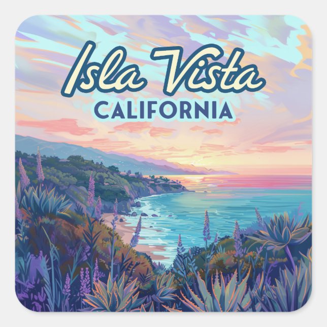 Isla Vista California Santa Barbara Goleta College Square Sticker (Front)