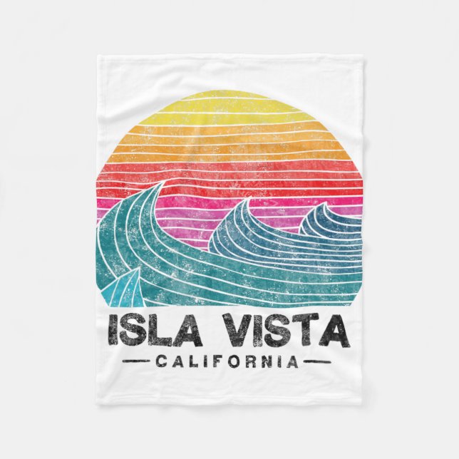 Isla Vista Surfing Waves Beach Retro California Su Fleece Blanket (Front)