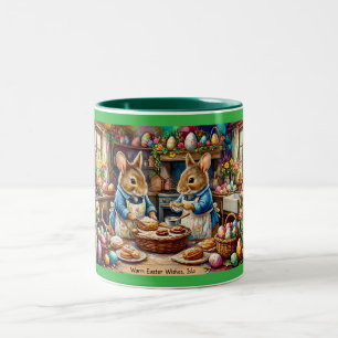~ ISLA ~ WARM EASTER WISHES ~ Bunnies Eggs ~ Two-Tone Coffee Mug