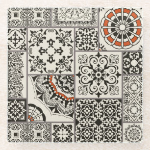 Islam Arabic Majolica Tiles Patchwork Glass Coaster