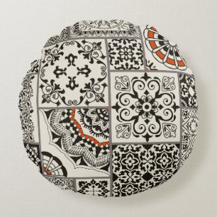 Islam Arabic Majolica Tiles Patchwork Round Pillow