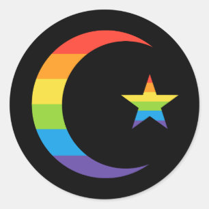 Islam Crescent & Star Muslim LGBTQ Gay Pride Flag Classic Round Sticker
