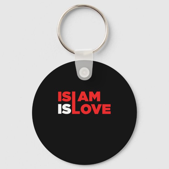 Islam Is Love Muslim Allah Hajj Mecca Mosque Gift Keychain (Front)