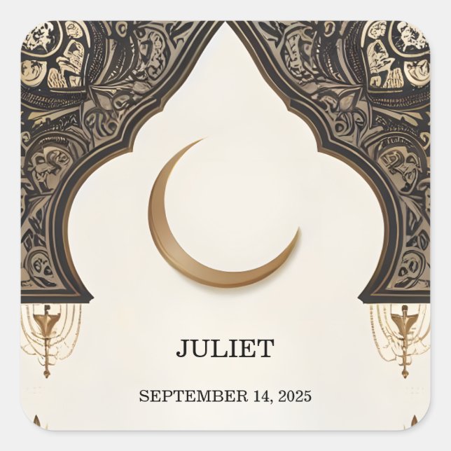 Islam Nikah Arabic Walima Muslim Bridal Shower Square Sticker (Front)