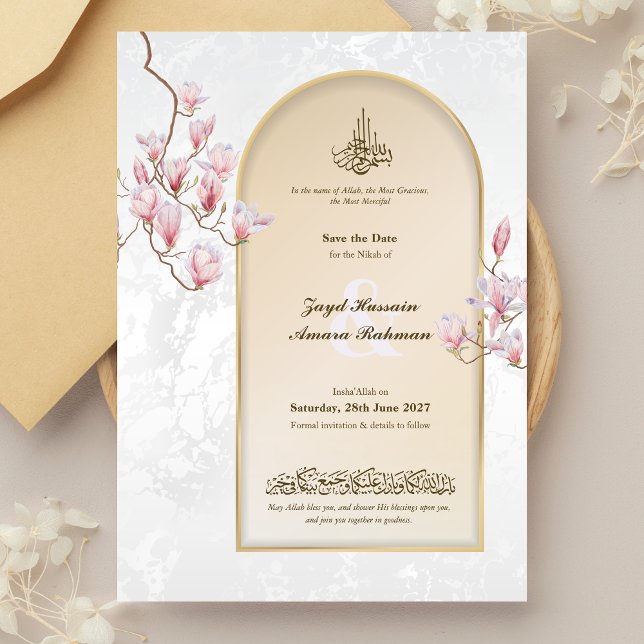 Islam Save the Date - Aquarelle Magnolia Arch (Créateur téléchargé)