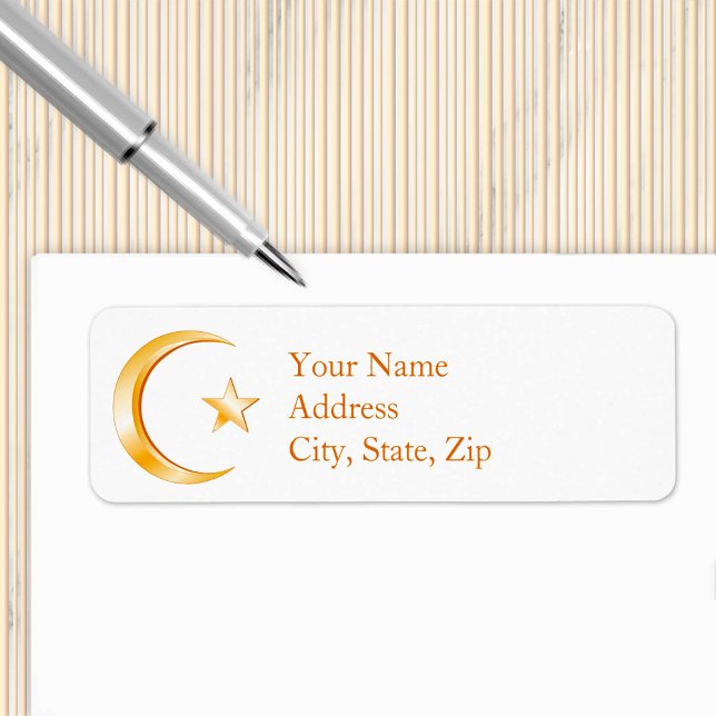 Islam Symbol (Crescent moon and star, symbol of Islam. Customize with your text. )