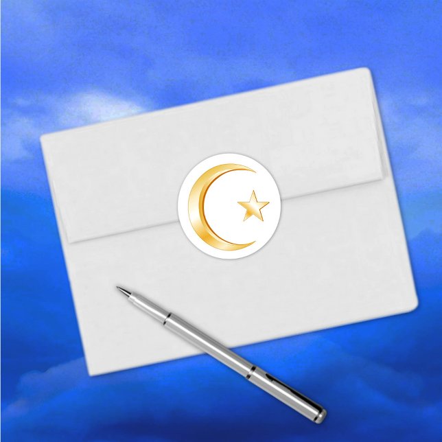 Islam Symbol Classic Round Sticker (Islam Symbol Round Sticker.
Crescent moon and star, symbol of Islam. )