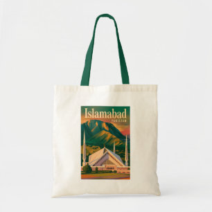 Islamabad Pakistan Faisal Mosque Illustration Tote Bag