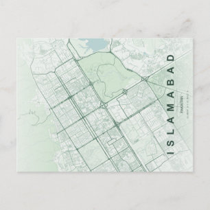 Islamabad Pakistan Map Minimal Postcard