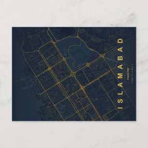 Islamabad Pakistan Map Minimal Postcard