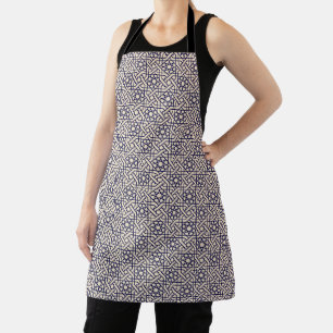Islamic Blue White Moroccan Geometric Pattern Apron