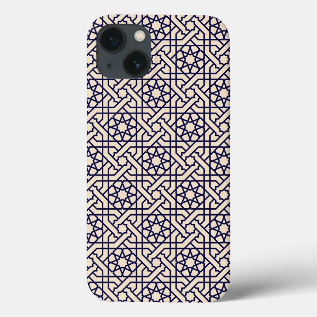 Islamic Blue White Moroccan Geometric Pattern Case-Mate iPhone Case (Back)