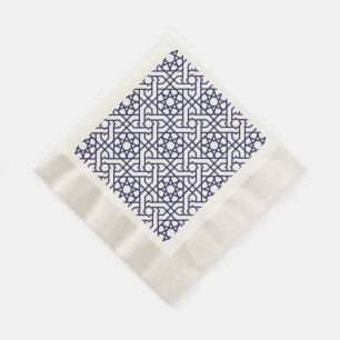 Islamic Blue White Moroccan Geometric Pattern Napkin