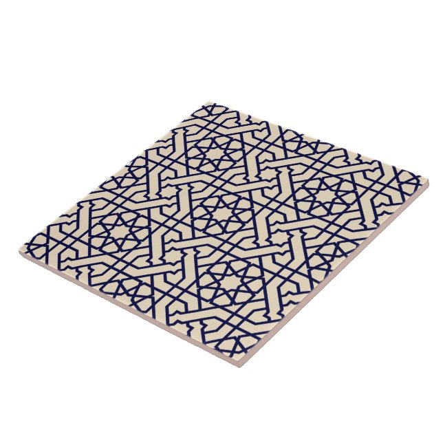 Islamic Blue White Moroccan Geometric Pattern Tile (Side)