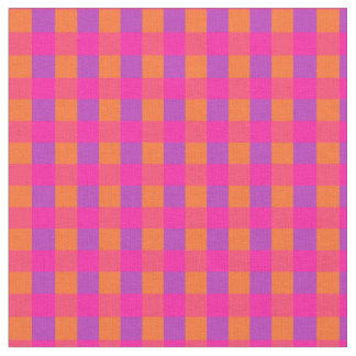 Islamic Bright Pink Orange Check Pattern Fabric