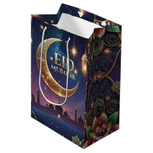 Islamic celebration Gold And navy Eid Al Adha Medium Gift Bag